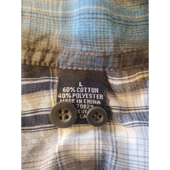 CJ Black Men's Size Large Button Up Plaid Shirt‎ Blue Gray Long Sleeve Slim Fit - Picture 10 of 15